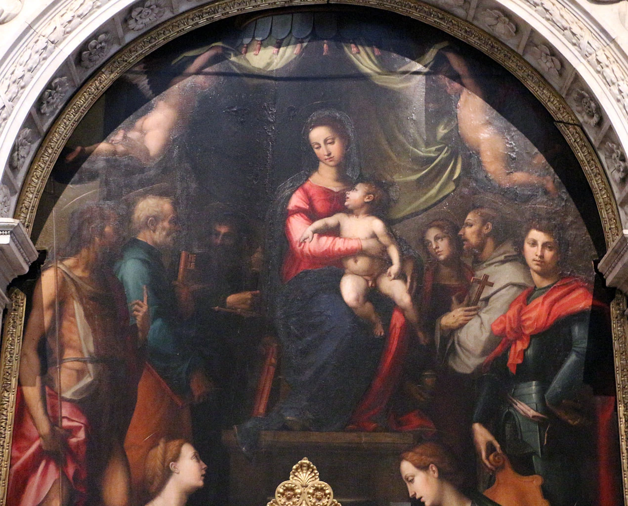 Perin del Vaga - Madonna in trono e santi, Duomo di Pisa, dettaglio